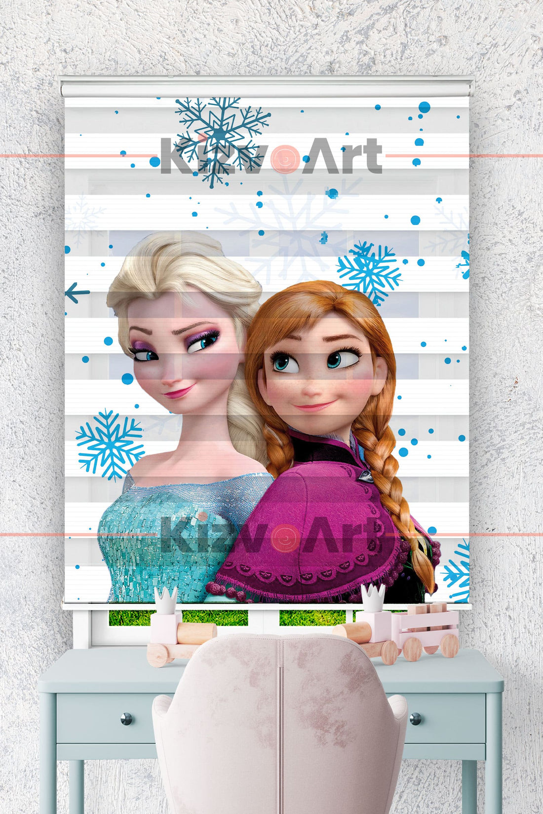 Anna ve Elsa Frozen Kız Çocuk Zebra Perde