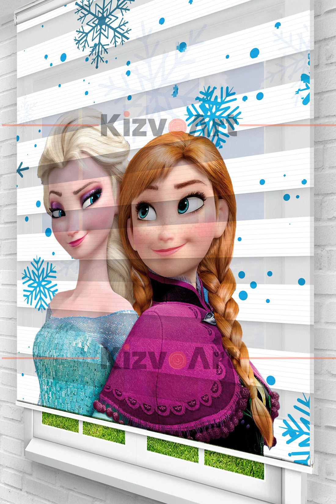 Anna ve Elsa Frozen Kız Çocuk Zebra Perde