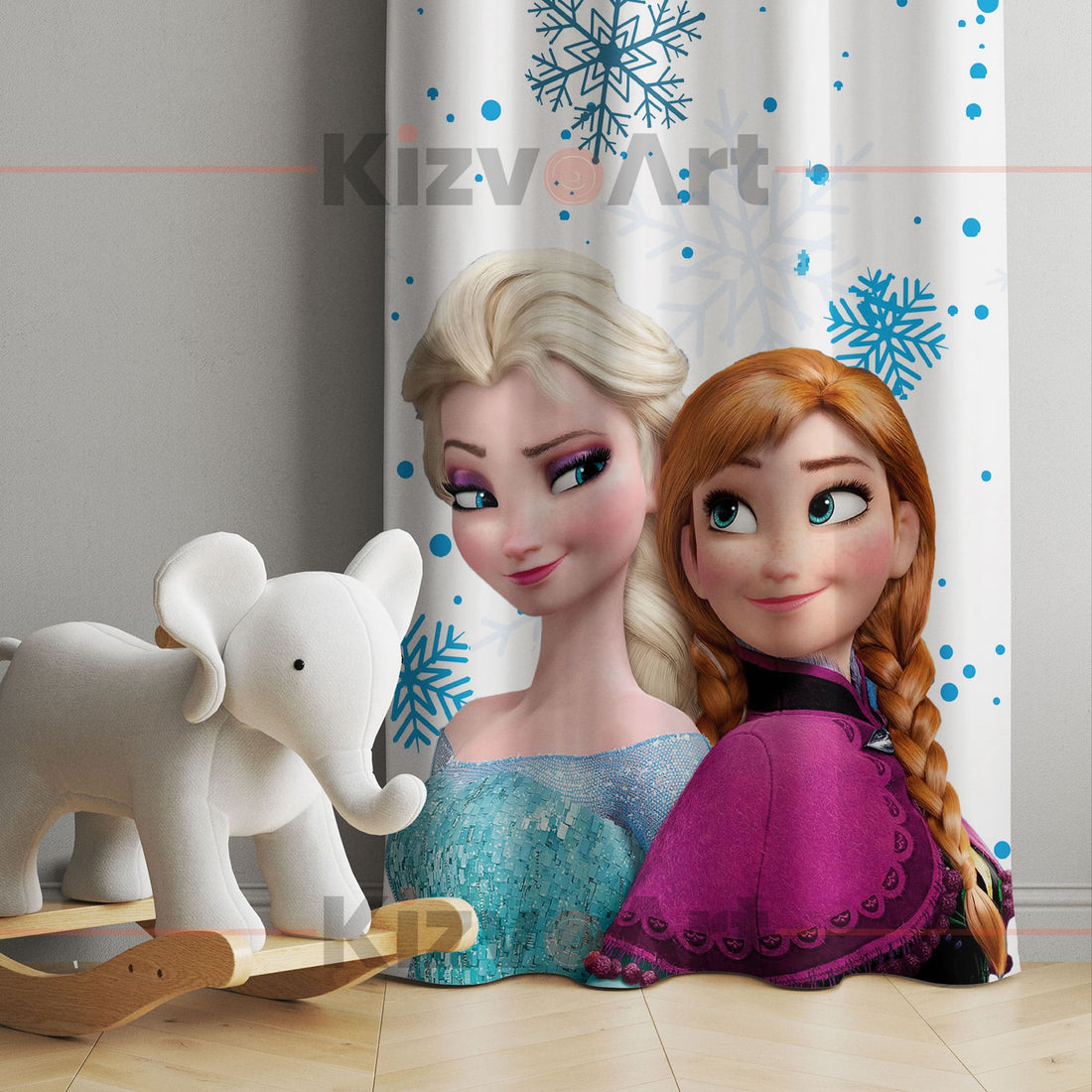 Anna ve Elsa Frozen Kız Çocuk Fon Perde