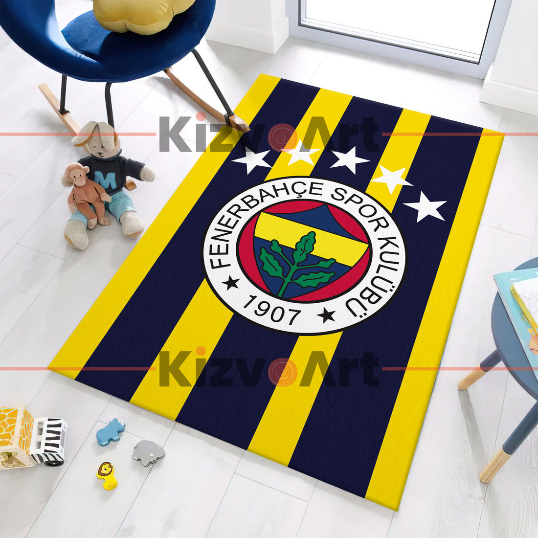 Çizgili Fenerbahçe Genç FB Çocuk Odası Halı