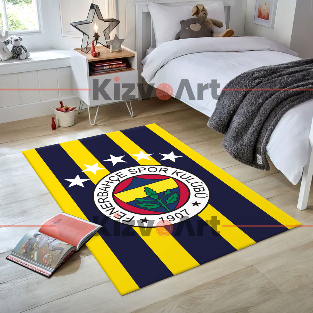 Çizgili Fenerbahçe Genç FB Çocuk Odası Halı