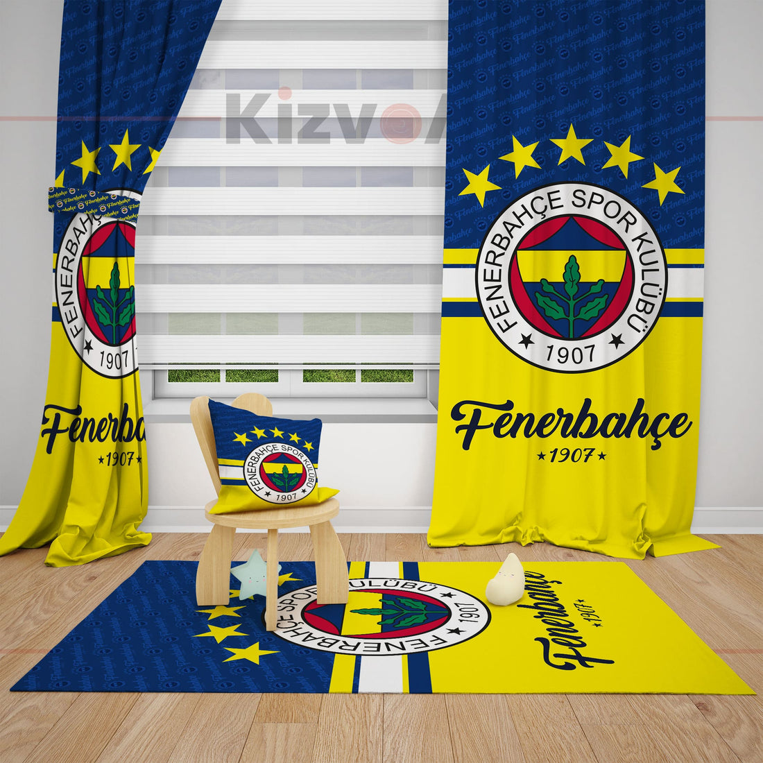 Fenerbahçe Yazılı Çocuk Genç Odası Fon Perde