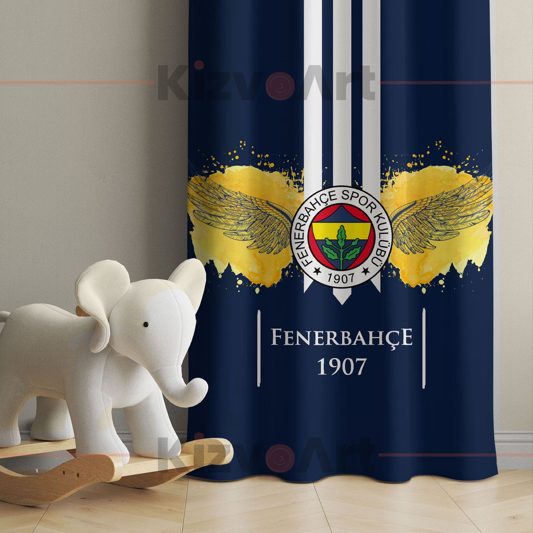 Kanatlı Fenerbahçe Baskılı Çocuk Genç Fon Perde